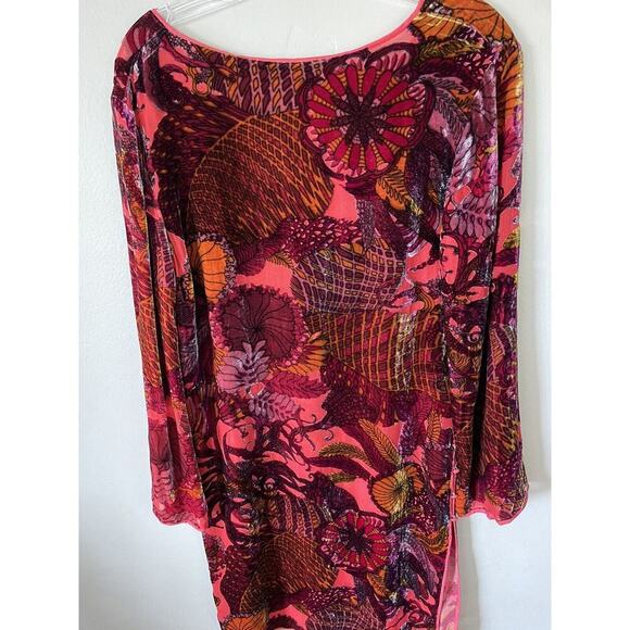 Mary J Bruno Colorful Tunic Silk Mixed Print Top Size Small Velvet Artsy Boho - Picture 4 of 11